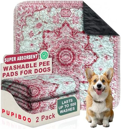 PUPIBOO Washable Pee Pads for Dogs and Cats - Super Absorbent Reusable Puppy Training Pads - 100% Waterproof, Leak-Proof & Non-Slip Whelping Pads for Pet Housebreaking