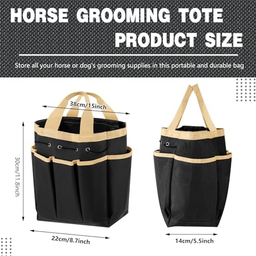 Abbylike Grooming Tote,Vintage,15 x 12 x 5.5 Inch,Khaki and Black