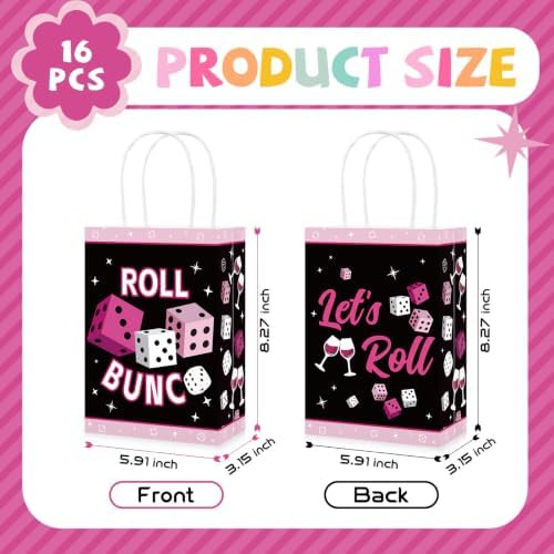 Greencian 16Pcs Dice Game Party Favor Bags Pink Black Goodie Bags