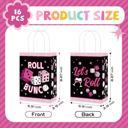 Greencian 16Pcs Dice Game Party Favor Bags Pink Black Goodie Bags