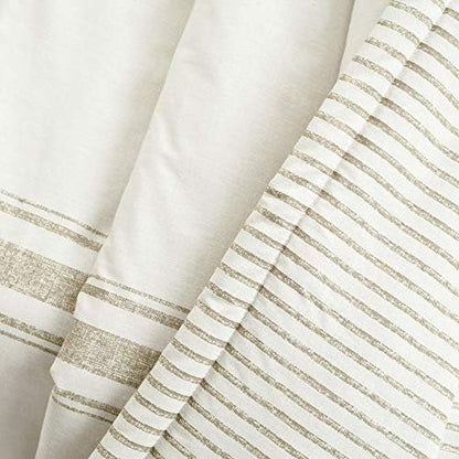 Lush Decor Farmhouse Stripe Reversible Throw, Single, 50" W x 60" L, Neutral - Beige Throw Blanket For Bed - Soft Blanket - Couch Throw - Rustic Farmhouse Decor