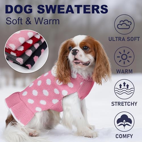 KYEESE Dog Sweater Dress for Medium Large Dogs Turtleneck Thick Knit