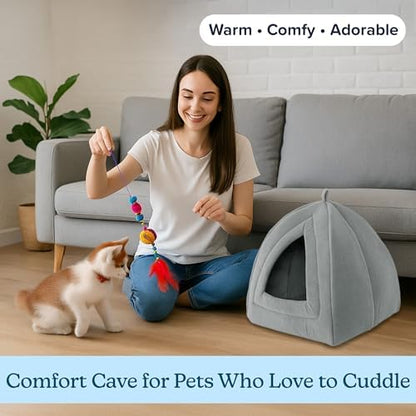 PETMAKER Indoor Cat House with Removable Foam Cushion, Gray, 13.5” x 15.75”