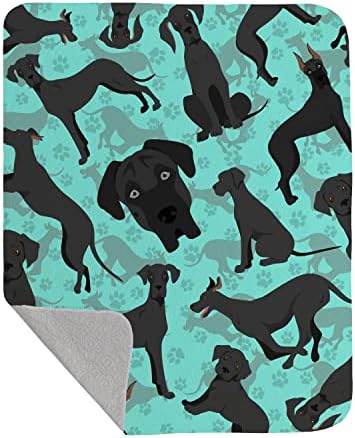 Caroline's Treasures MLM1070LQB Black Great Dane Quilted Blanket 50x60 Artwork Pattern Quilted Throw Blanket for Bed, Couch, Sofa, Soft and Lightweight