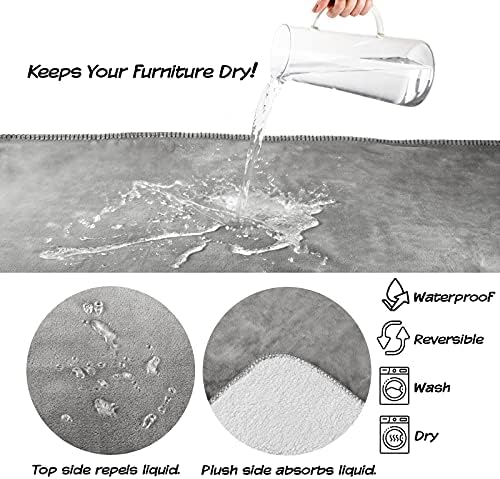 PETMAKER Waterproof Reversible Dog Blanket, Gray, 60” x 70”