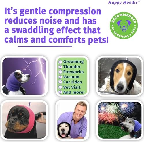 Happy Hoodie The Original Dog & Cat Calming Band - American Brand - Anxiety Relief/Noise Protection-Grooming-Thunder-Fireworks (Large, Pink) - Since 2008 (Pack of 2)