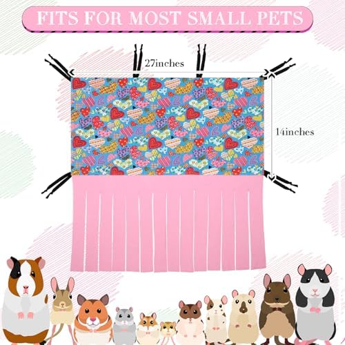 Shappy 2 Pcs Guinea Pig Hideout Hideaway Cage Hammock, Heart Geometry