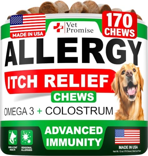 Dog Allergy Relief Chews for Itchy Skin and Seasonal Itch Support, 170 Ct