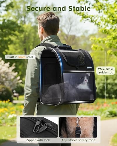 pecute Cat Backpack Expandable, Cat Backpack for Cat with Acrylic Window