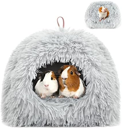 YUEPET Guinea Pig Bed Cave,Warm Guinea Pig Hideout,Light Grey