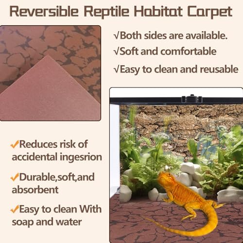 BNOSDM 2 PCS Reptile Carpet Mat Terrarium Liner Bedding Reptile Cage Mat Supplies for Tortoise Lizard Leopard Gecko Snake Chameleon 19.7" x 11.8"