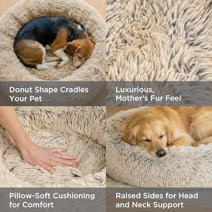 Best Friends by Sheri Original Calming Donut Dog Bed, Taupe, Medium, 30"