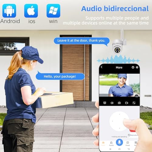 CKK 1080P Security Camera Outdoor Corded Power, 2 Pcs 2MP PTZ WiFi Home Camera (2.4G/5G Dual-Band), 360° Pan/Tilt, Color Night Vision, Motion Alerts, 2-Way Audio, Compatible with Alexa