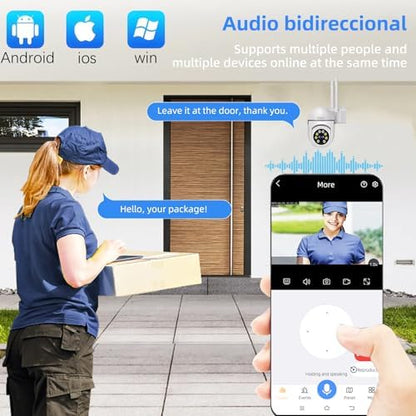 CKK 1080P Security Camera Outdoor Corded Power, 3 Pcs 2MP PTZ WiFi Home Camera (2.4G/5G Dual-Band), 360° Pan/Tilt, Color Night Vision, Motion Alerts, 2-Way Audio, Compatible with Alexa