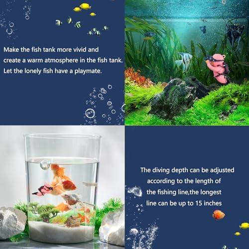 onesimcr Floating Fish Tank Decorations, Aquarium Decorations, Lovely Diver Fish Tank Decorations, Floating Device Fish Tank Accessories，Suitable for All Kinds of Fish Tanks(Pink)…