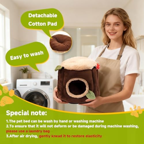 LYART Guinea Pig Hamster Bedding or Hideout for Mouse Mice Rat Ferret Bunny Fluff Bedding Bed House Cage Accessories, Dwarf Rabbits Hedgehog Bearded Dragon Warm Bedding Winter Nest Cave, Washable(2.L)