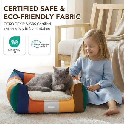 PETNOVO Dog Bed, Cute Rainbow Design, Washable Removable Cover, Non-Slip