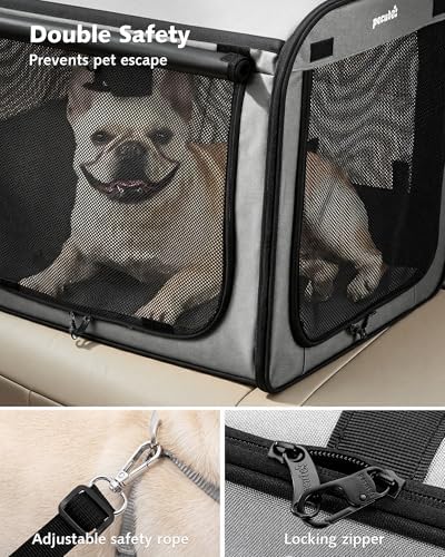 Dog Car Carrier Light Weight 24×17.7×20.5in, Foldable Dog Carrier, Gray