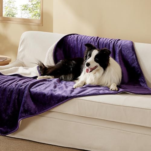 Bedsure Waterproof Dog Blankets for Large Dogs Sherpa Fleece Throw, 40X50