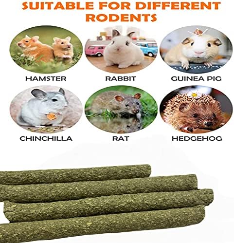 ANDES Rabbit Chew Toys 40pcs Timothy Hay Sticks About 14oz/400g Hamster Molar Snacks Handmade are Perfect Food Accessories for Bunny Guinea Pigs Rats Chinchillas Gerbils (40pcs Timothy Hay Sticks)