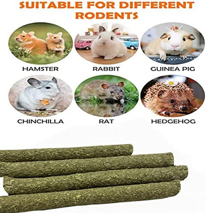 ANDES Rabbit Chew Toys 40pcs Timothy Hay Sticks About 14oz/400g Hamster Molar Snacks Handmade are Perfect Food Accessories for Bunny Guinea Pigs Rats Chinchillas Gerbils (40pcs Timothy Hay Sticks)