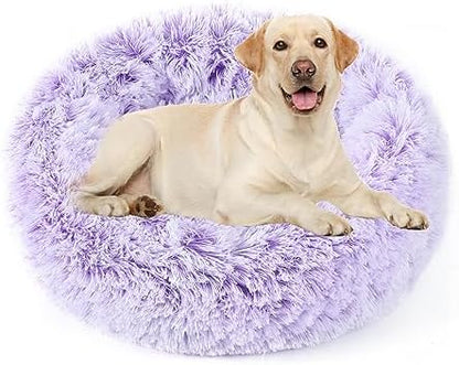 NOYAL Donut Dog Bed for Small Medium Pets, Plush Calming Faux Fur