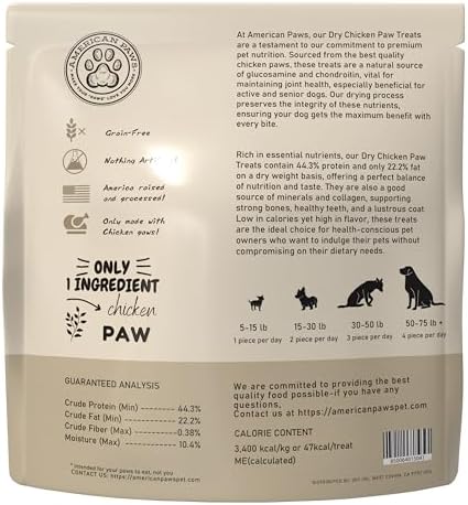 American Paws Dehydrated Chicken Feet Dog Treats, Made in USA (3 LB)