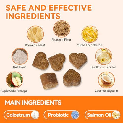 Dog Allergy and Immune Chews 200PCs Skin and Coat Itchy Relief Anti Itch Immune Bites for Dogs, Helps Repair Skin Ears Paw Licking, 5 Probiotics Blend Gut Health for Sensitive Seasonal Allergies