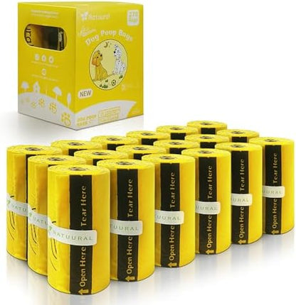 Certified Compostable Dog Poop Bags-270Bags 18Rolls, Poop Bags for Dogs Made of Cornstarch - ASTM D6400 By USA, 100% Leakproof & 20% Extra Thick, Unscented Dog Waste Bags (Yellow)
