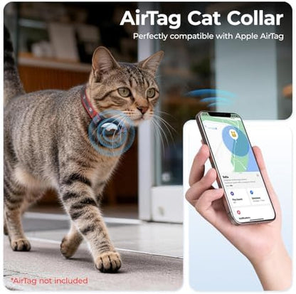 Breakaway AirTag Cat Collar, Reflective Cat Tracker Collar with Bell