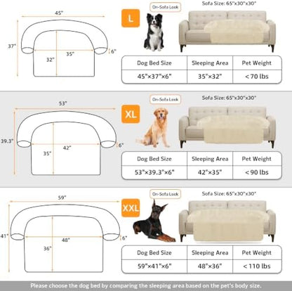 Calming Dog Bed Fluffy Plush Dog Mat for Furniture Protector with Removable Washable Cover for Large Medium Small Dogs and Cats (Extra Large (53x39.3x6), Beige)