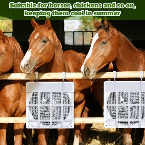 Tessco for you 2 Pcs Box Fan Holders for Horse Stall, Nylon Bag,White