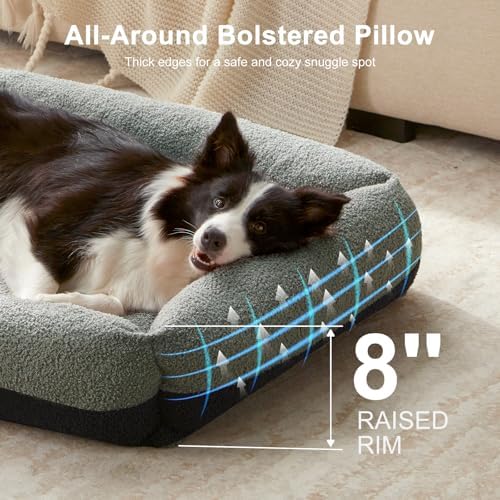 FURTIME Washable Dog Bed Medium Large Size Dogs, Comfy Fluffy Pet Bed