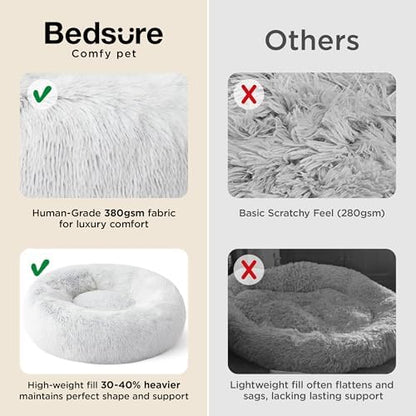 Bedsure Calming Cat Beds Donut Round Washable Kitten Bed,20 inches