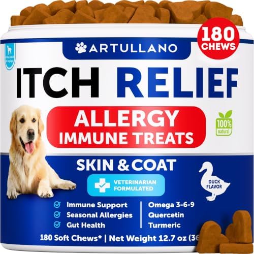 Itch Relief for Dogs - 180 Treats - Dog Allergy Chews - for Skin & Coat