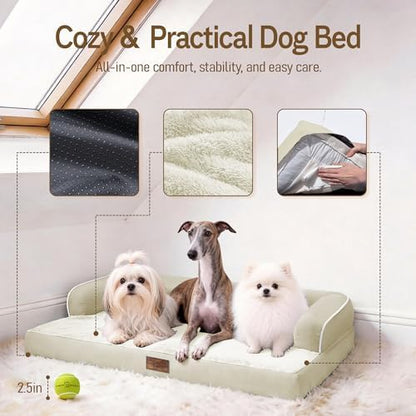 Comfort Expression Washable Dog Bed with Bolster for Medium to Large Dogs
