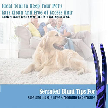 Dog Pet Ear/Nose Hair Puller Grooming Hemostat Locking Forceps Curved Pliers, 5.5" (14cm) Full Serrated Clamps Stainless Steel (Purple Candy Swirls)