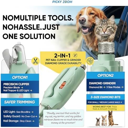 2-in-1 Dog & Cat Nail Clippers and Grinder with LED Light