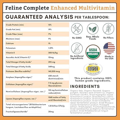 Organic Cat Vitamins, 8 oz, 75 Scoops, Essential Nutrients for Cats