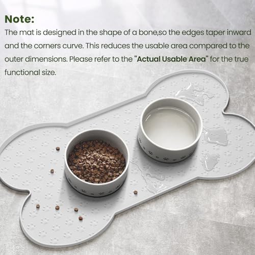 PWTAA Dog Food Mat Anti-Slip Silicone Dog Bowl Mat Thicker Pet Placemat Waterproof Cat Feeder Pad with Raised Edge Puppy Kitten Feeding Mats Suitable Small Medium-Sized Dogs Cats Eating Tray