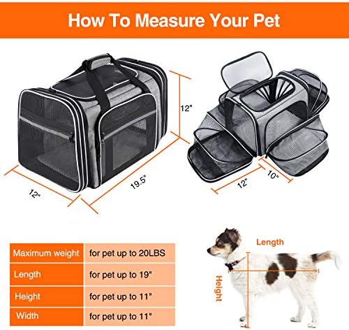 TSA Airline Approved Soft Sided Pet Carrier Top Loading 4 Side Expandable Large Travel Cats Carrier Collapsible with 3 Removable Washable Pads and 3 Pockets for Cats Kitten and Small Dogs