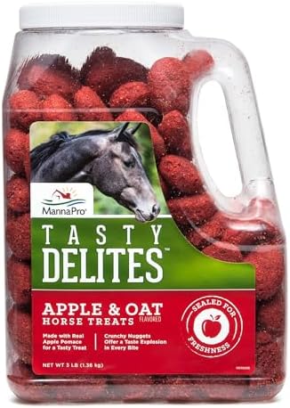 Manna Pro Tasty Delights Horse Treats, Apple & Oat Flavor, 3 lb Tub