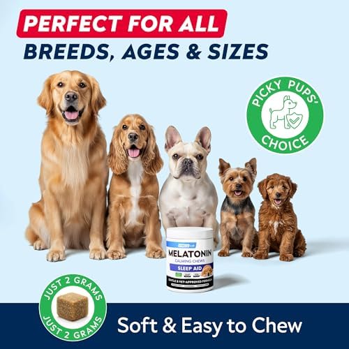 STRELLALAB Melatonin for Dogs 6mg - Calming Sleep Aid Treats Anxiety Relief