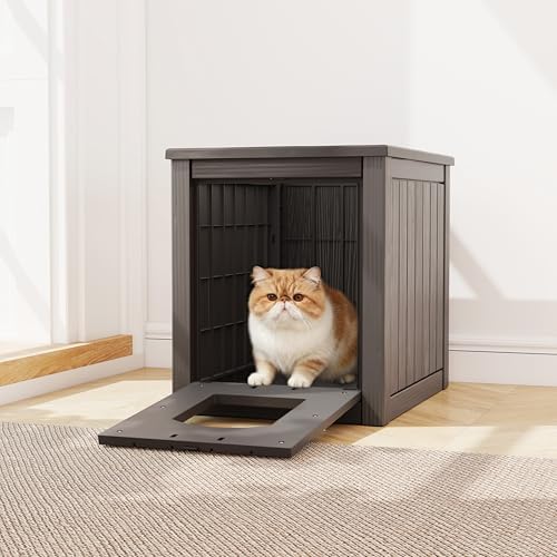 Litter Box Enclosure, Waterproof & Weatherproof Plastic Cat House for Indoor Outdoor Use, Multi-Functional Hidden Litter Box Furniture for Living Room, Backyard, Patio, Garage