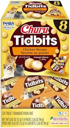 INABA Churu Tidbits Chewy Cat Treats, Chicken, 8ct