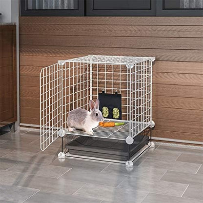 Rabbit Hay Feeder Bag Hanging Hay Rack (Pattern Green, 2 Windows)