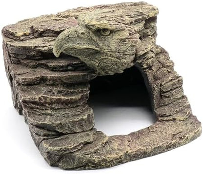 Reptile Rock Basking Platform, Gecko Hide Cave Hiding Place, Snake Cave and Hides for Reptiles, Amphibians, and Small Animals, Lizards (Type-D（Medium）)
