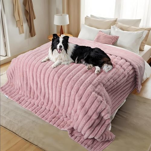 Reversible Waterproof Sherpa Pet Blanket for Large Dogs & Cats