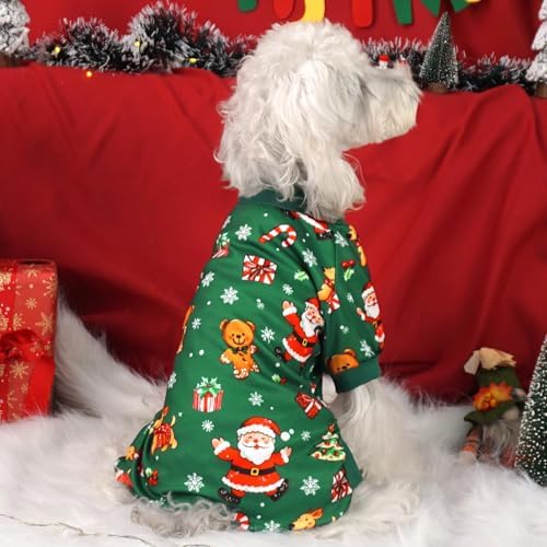 XPUDAC 4 Pack Christmas Dog Pajamas Santa Pet Clothes for Small Dogs, XL
