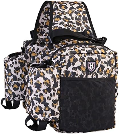 Harrison Howard Equestrian Western Saddle Bag Nylon Water Bottle/Gear Carrier Convenient Saddle Bag Classic Leopard